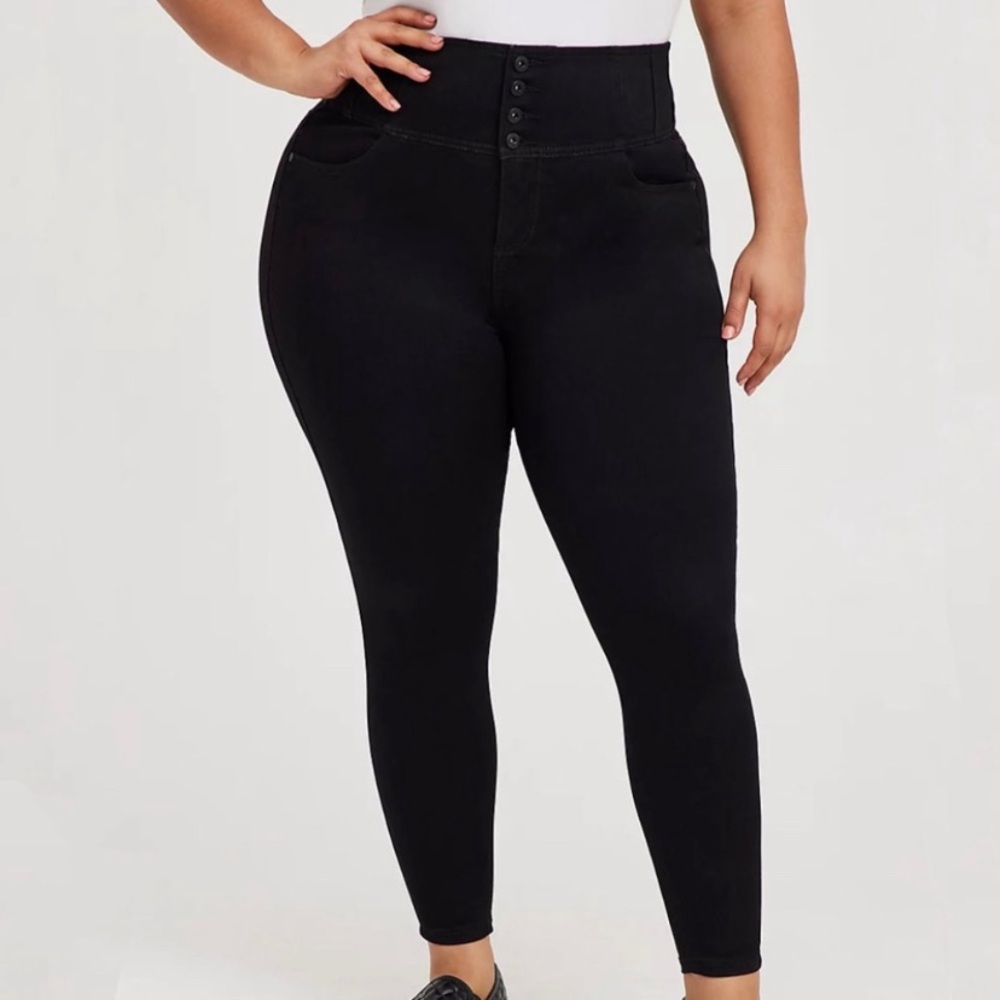 Torrid Corset Skinny Super Soft Eco Black Jeans 10R